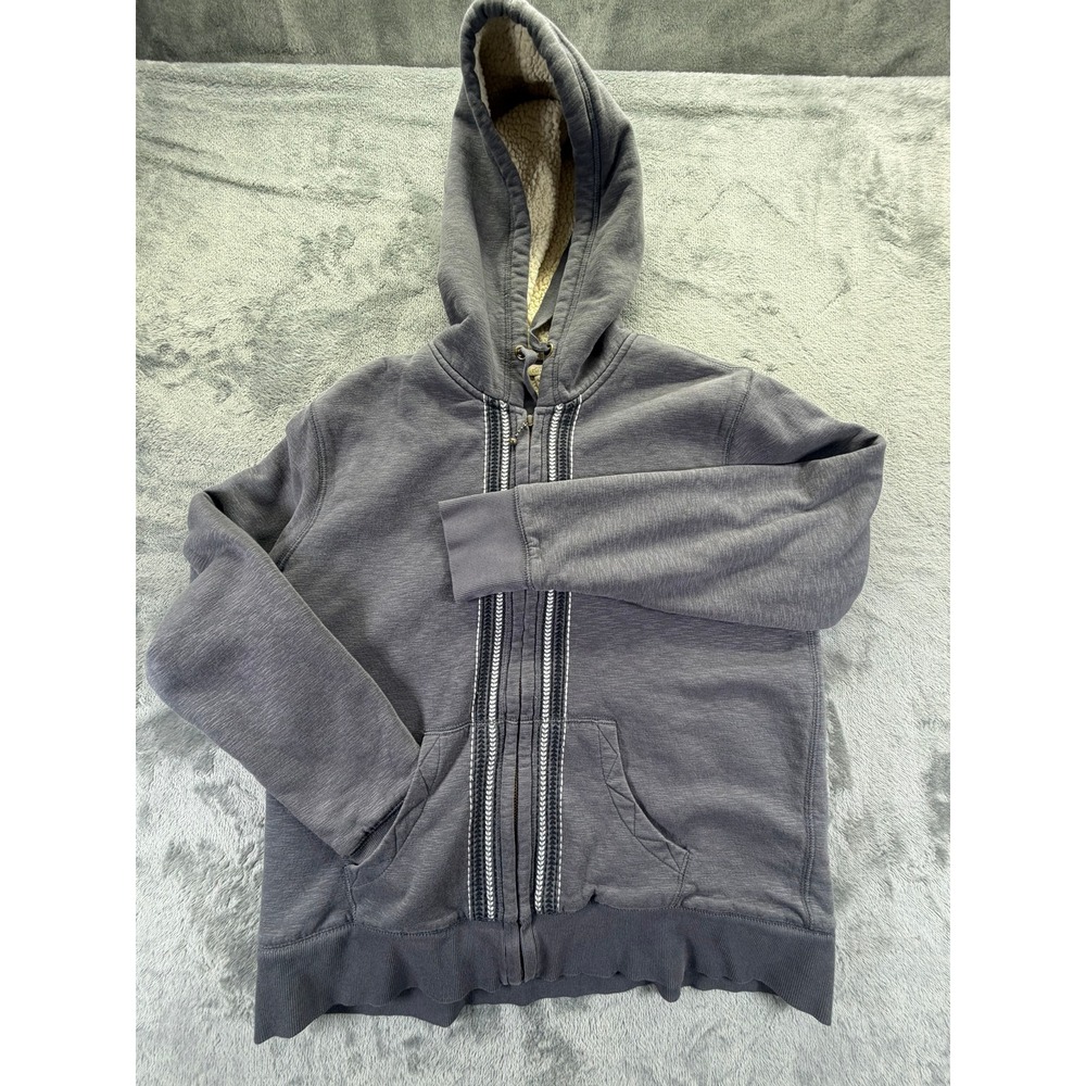 Natural Reflections Womens XL Sherpa Lined Zip Hoodie Charcoal Gray Embroidered